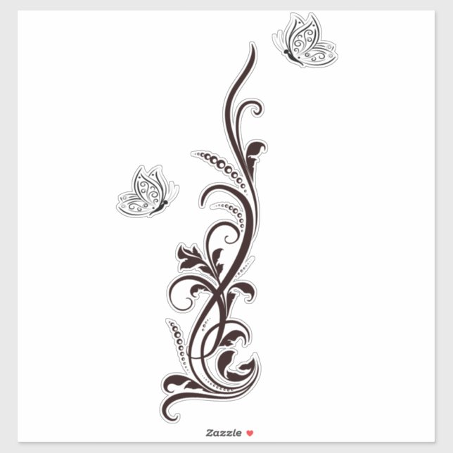 Filigree Floral Butterfly Sticker (Sheet)