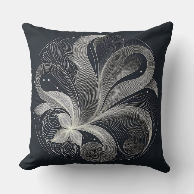 Filigree Flow Circle Throw Pillow (Front)