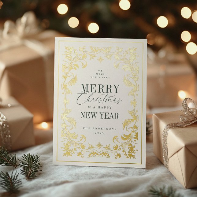 Filigree Frame Foil Holiday Card (Creator Uploaded)