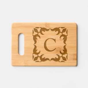Filigree Framed Monogram Engraved Cutting Board