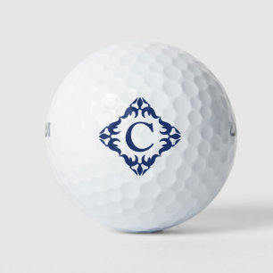 Filigree Framed Monogram in Navy Blue Golf Balls