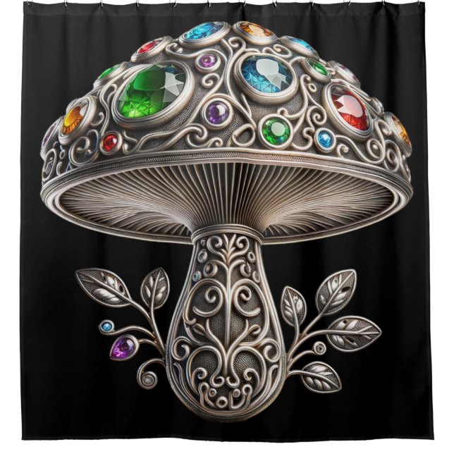 Filigree Gemstone Mushroom Shower Curtain (Front)