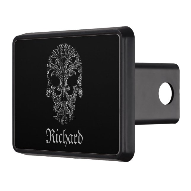 Filigree Goth Day of the Dead Skull  Hitch Cover (Left)