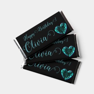 Filigree Goth Ice Blue Heart Personalized
