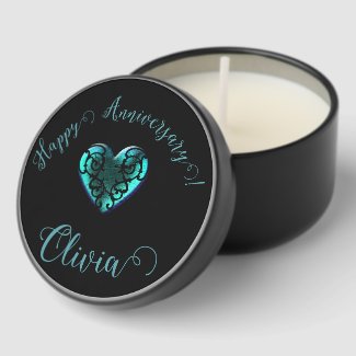 Filigree Goth Ice Blue Heart Personalized 