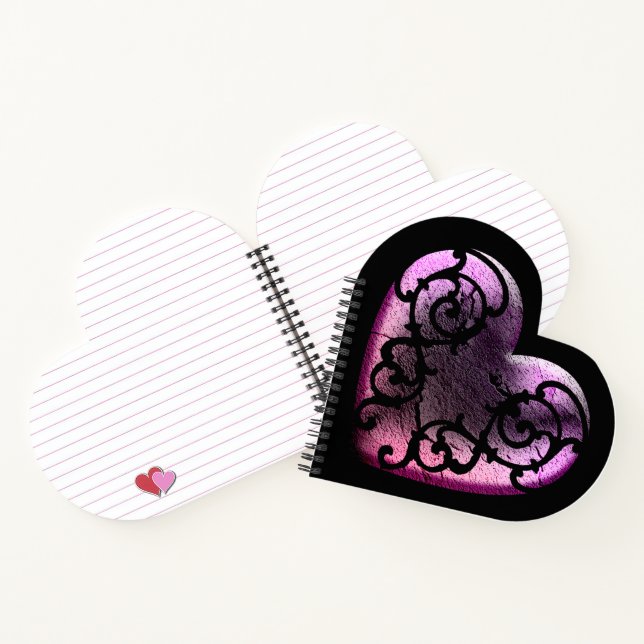 Filigree Goth Pink Heart Notebook (Inside)