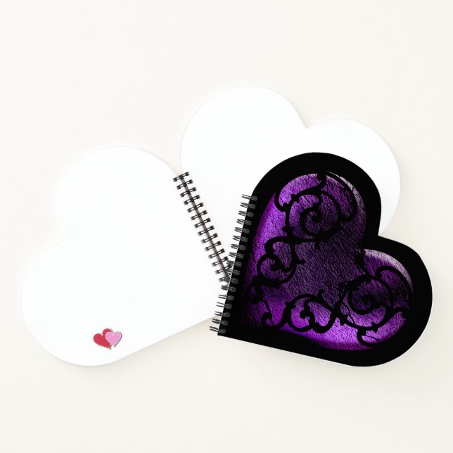 Filigree Goth Purple Heart Notebook (Inside)