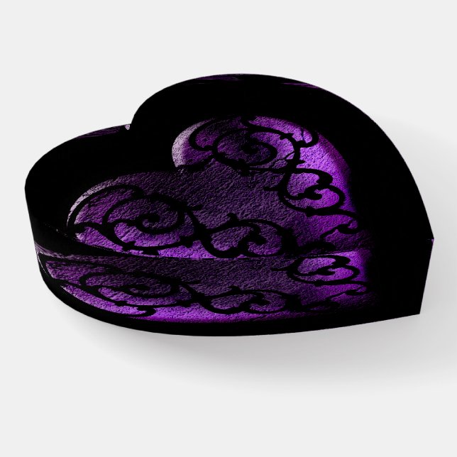 Filigree Goth Purple Heart Paperweight (Angled)