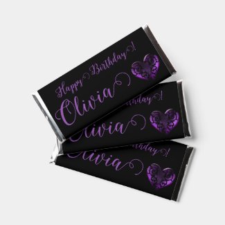 Filigree Goth Purple Heart Personalized
