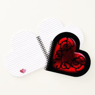 Filigree Goth Red Heart Notebook
