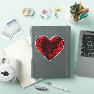 Filigree Goth Red Heart Vinyl Stickers