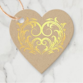 Filigree Heart #2 Foil Favor Tag by LilithDeAnu at Zazzle