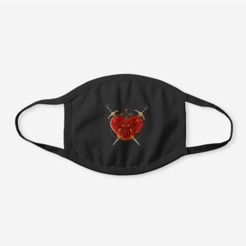 Filigree Heart And Daggers Black Cotton Face Mask