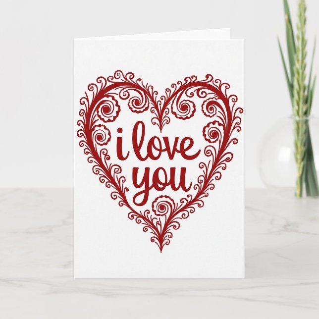 Filigree Heart I Love You Card (Front)