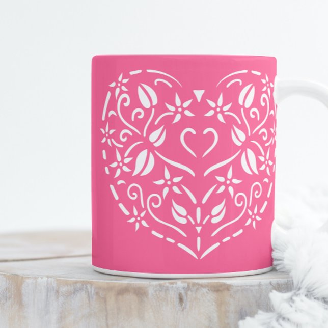 Filigree Heart Romantic Folk Art Valentine’s Day  Coffee Mug (Creator Uploaded)