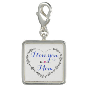 Filigree Heart with I Love You Mom Charm