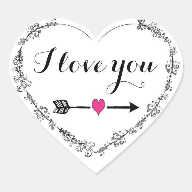 Filigree Heart with I Love You Stickers (Front)