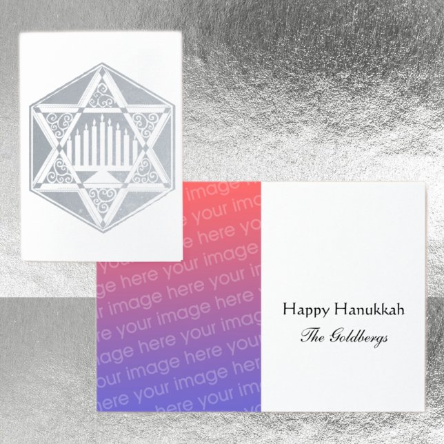 Filigree Jewish Star Menorah Hannukah Foil Card (Creator Uploaded)
