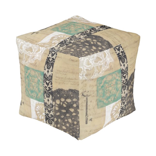 Filigree & Key II Pouf (Angled Front)
