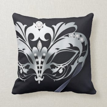 Filigree Masquerade Black Reversible Throw Pillow by TheInspiredEdge at Zazzle