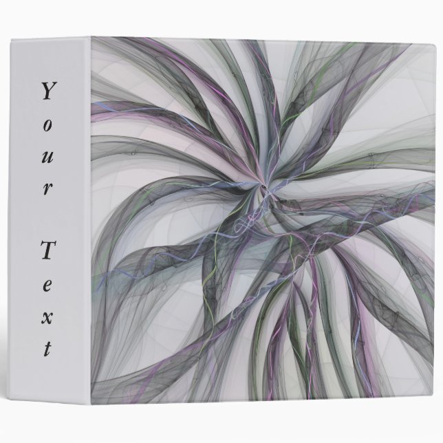 Filigree Motions Abstract Swinging Fractal Text 3 Ring Binder (Front/Spine)