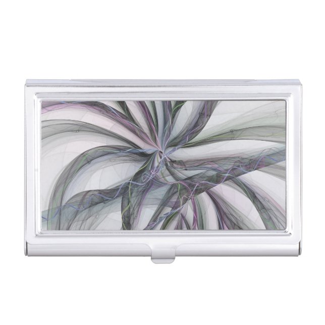 Filigree Motions Modern Abstract Swinging Fractal Business Card Case (Front)