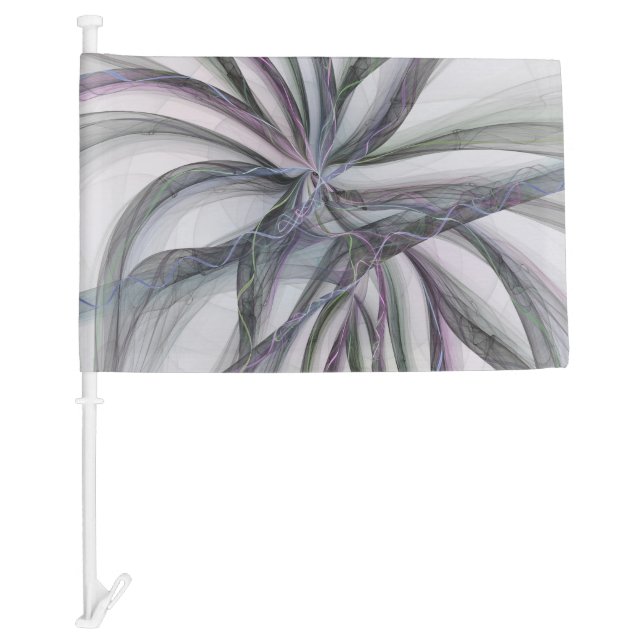 Filigree Motions Modern Abstract Swinging Fractal Car Flag (Front)
