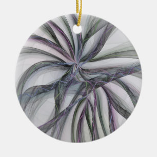 Filigree Motions Modern Abstract Swinging Fractal Ceramic Ornament