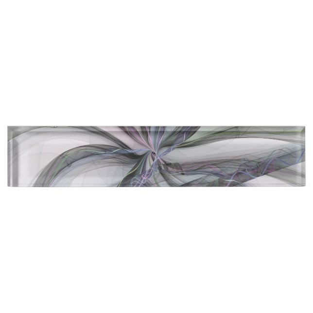 Filigree Motions Modern Abstract Swinging Fractal Desk Name Plate (Front)