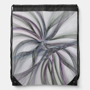Filigree Motions Modern Abstract Swinging Fractal Drawstring Bag