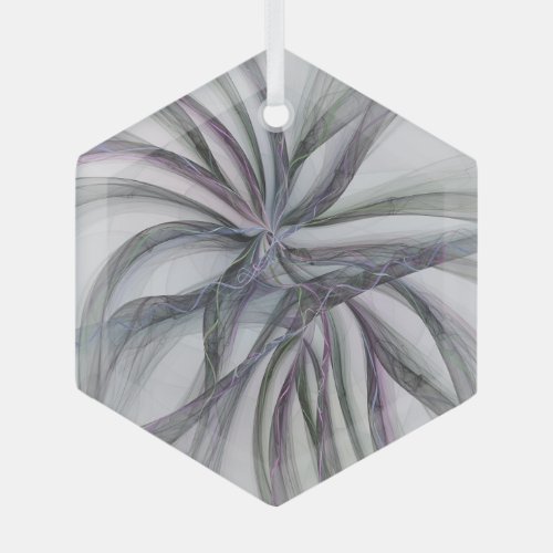 Filigree Motions Modern Abstract Swinging Fractal Glass Ornament