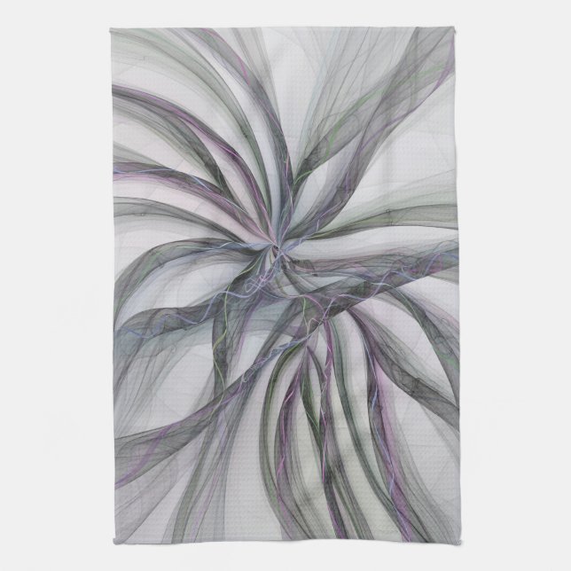 Filigree Motions Modern Abstract Swinging Fractal Kitchen Towel (Vertical)