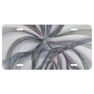 Filigree Motions Modern Abstract Swinging Fractal License Plate