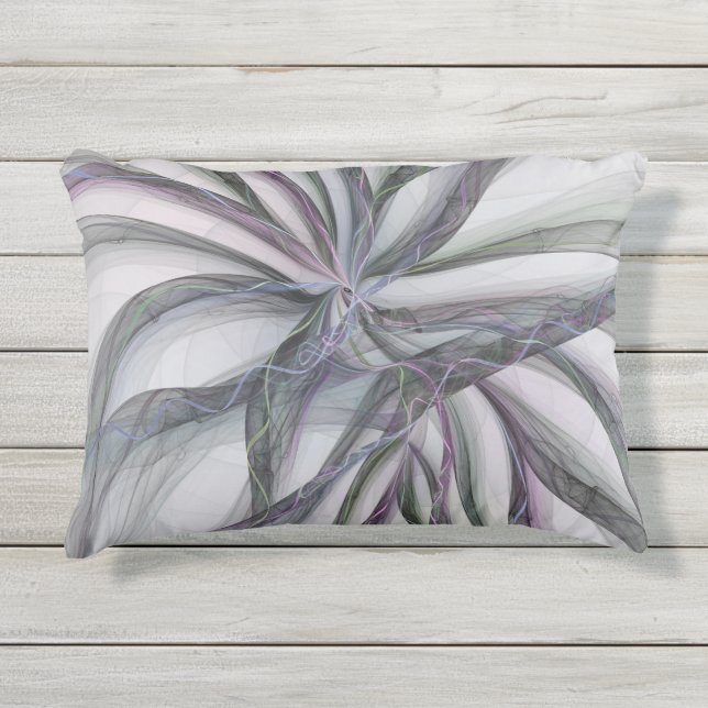 Filigree Motions Modern Abstract Swinging Fractal Outdoor Pillow (Front)