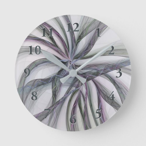 Filigree Motions Modern Abstract Swinging Fractal Round Clock