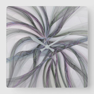 Filigree Motions Modern Abstract Swinging Fractal Square Wall Clock