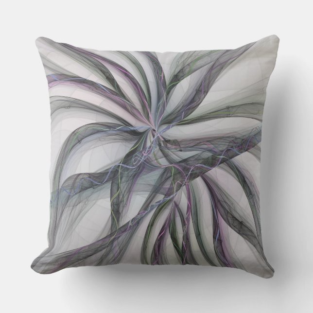 Filigree Motions Modern Abstract Swinging Fractal Throw Pillow (Front)