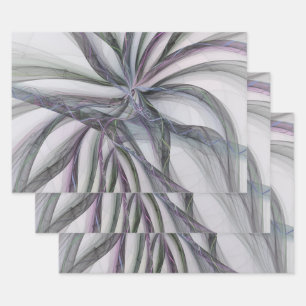Filigree Motions Modern Abstract Swinging Fractal Wrapping Paper Sheets
