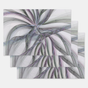 Filigree Motions Modern Abstract Swinging Fractal Wrapping Paper Sheets