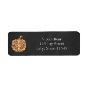 Filigree Orange Glowing Pumpkin Elegant Autumn Label