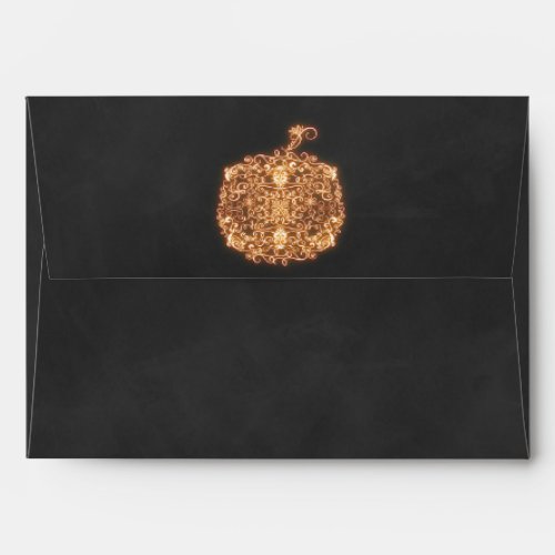 Filigree Orange Glowing Pumpkin Fall Invitation Envelope