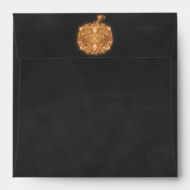 Filigree Orange Glowing Pumpkin Fall Invitation Envelope (Back (Top Flap))