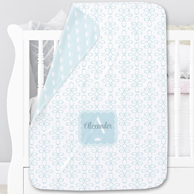 Filigree Pattern Name Blue Boy Prince Monogram Baby Blanket (Filigree Pattern Name Blue Boy Prince Monogram Baby Blanket)
