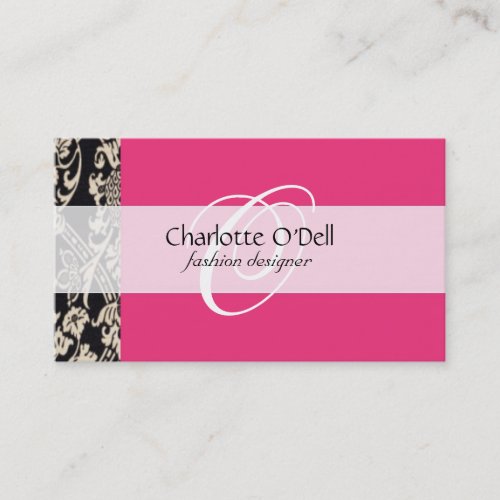 filigree; pink// white business card template