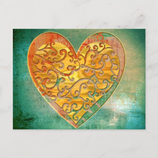 Filigree Pop Art Heart Postcard (Front)