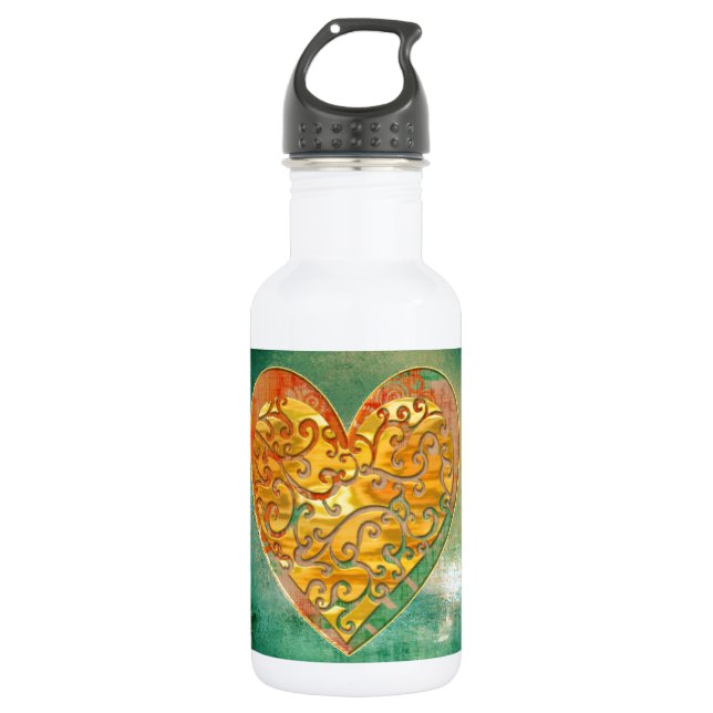 Filigree Pop Art Heart Water Bottle (Front)