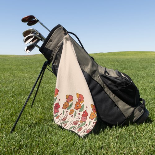 filigree poppy field  golf towel