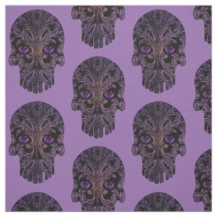Filigree Skull in Shades of Purple Fabric