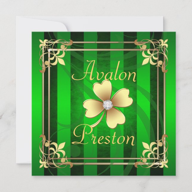 Filigree St Patrick's Day Wedding Invitation (Front)