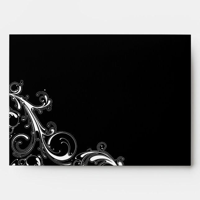 Filigree Swirl Black w/White 5x7 A7 Envelope (Front)